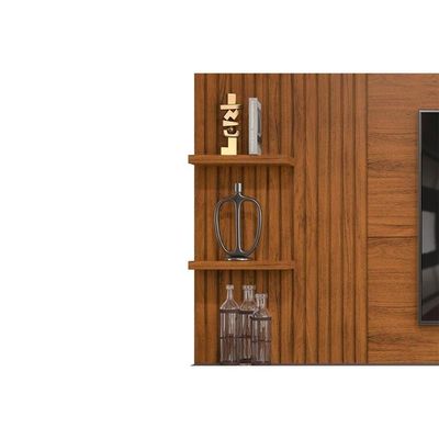 Painel Home p/ TV até 60 Polegadas Bento Ripado c/ Prateleiras 190x107cm Cedro/Bali - DJ Móveis