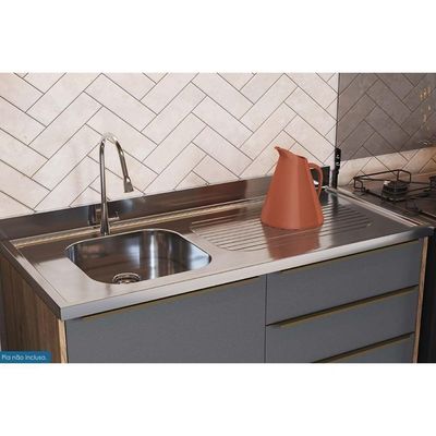 Cozinha Completa Versalis 4 Peças (2Aéreos+1Balcão+1TorreQuente) C4P189 Freijo/Cinza Argila - Herval