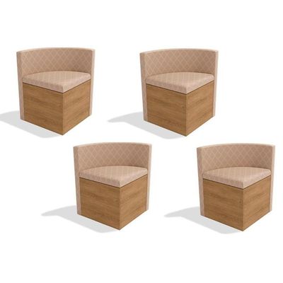 Kit 4 Cadeiras De Cozinha 4cad800 Freijó - Assento-encosto Suede Bege Geométric - Kappesberg