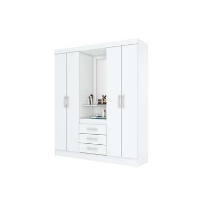 Guarda Roupa Casal 4 Portas E 3 Gavetas C- 1 Espelho Briz B24 Branco