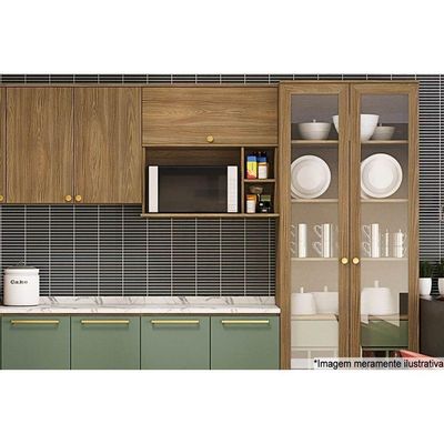 Armário De Geladeira P- Cozinha Botanic M637 C- 1 Porta Basculante 80cm Nogueira - Kappesberg