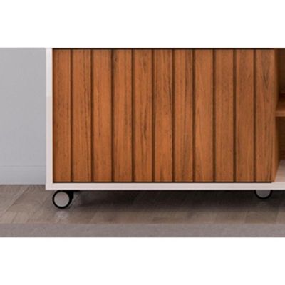 Rack Bancada Para Tv Até 70 Polegadas Olimpic Ripado Com Nichos E Rodizios 180x60cm Cedro-bali - Dj Móveis