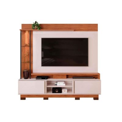 Home P/ Tv Até 70 Polegadas Martino C/ Prateleira Nichos E Pés 200x190cm Freijó/off White - Dj Móveis
