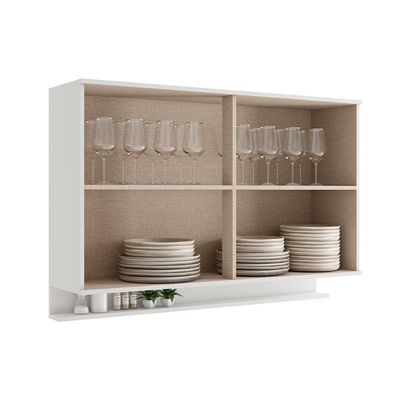 Armário Aéreo Para Cozinha Alpha 2500 Com 2 Portas Com Vidro Canelado 120cm Freijo - Carraro