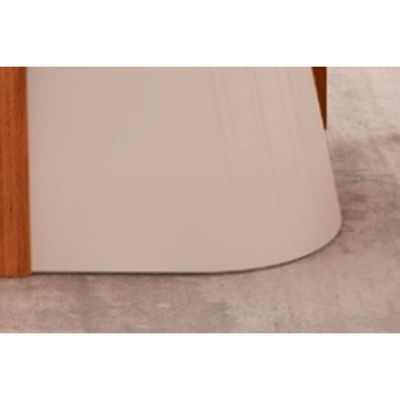Mesa De Sala Jantar Ryze C- Tampo Madeirado Vidro Curvo 180x100cm Off White-freijó-off White - Dj Móveis