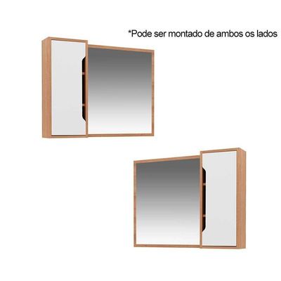 Armário De Banheiro Com espelho Bn3645 80x60cm Branco - Tecno Mobili