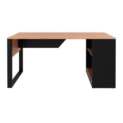 Mesa De Escritório Me4182 160cm Amêndoa-preto - Tecno Mobili