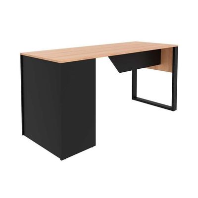 Mesa De Escritório Me4182 160cm Amêndoa-preto - Tecno Mobili