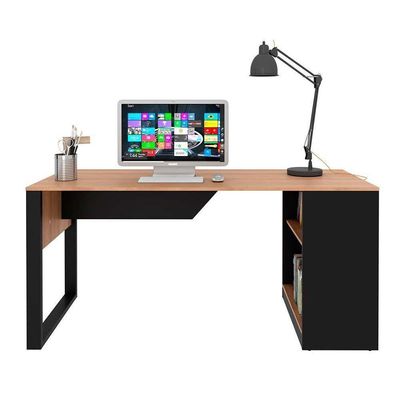 Mesa De Escritório Me4182 160cm Amêndoa-preto - Tecno Mobili