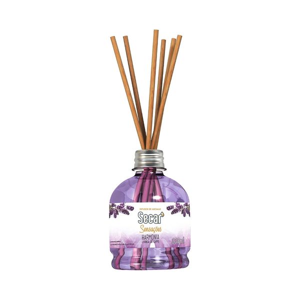 Difusor de Aromas Secar Sensacões 300ml Lavanda com Vareta de Madeira de Pinus