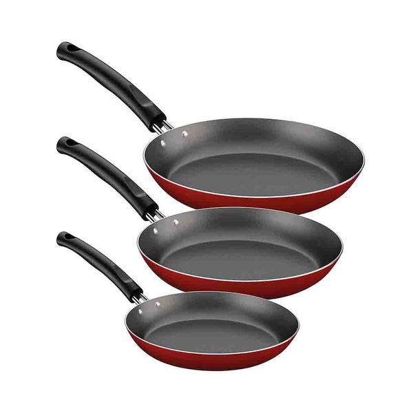 Conjunto de Frigideiras Antiaderente Tramontina Vermelho com 3 Peças