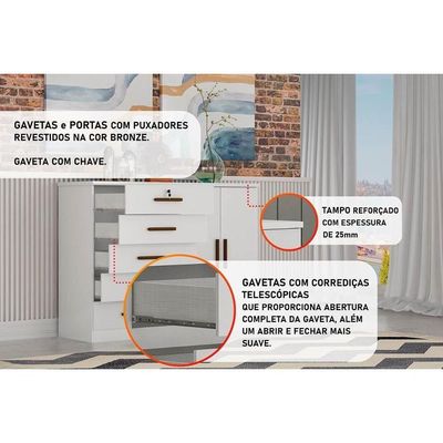 Cômoda Juvenil Space C/ 2 Portas E 5 Gavetas Cumaru/fendi - Novo Horizonte