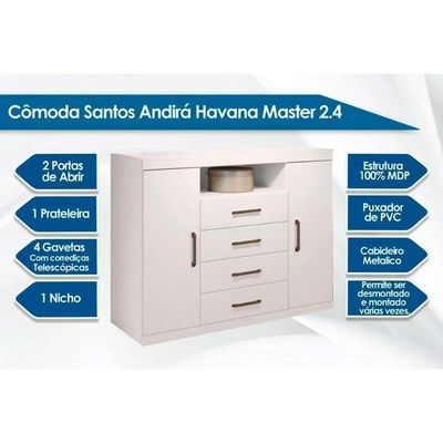 Cômoda Juvenil Master C/ 2 Portas 1 Nicho E 4 Gavetas Jatobá/grafite - Santos Andirá