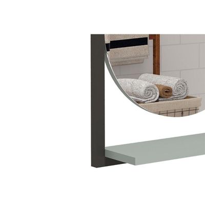 Espelho De Quarto Solteiro Oval Ori C/ Prateleira Metalica 41x87cm Pistache/freijo - Mgm