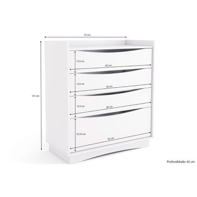 Cômoda Juvenil M260 C/ 4 Gavetas Canela - Kappesberg
