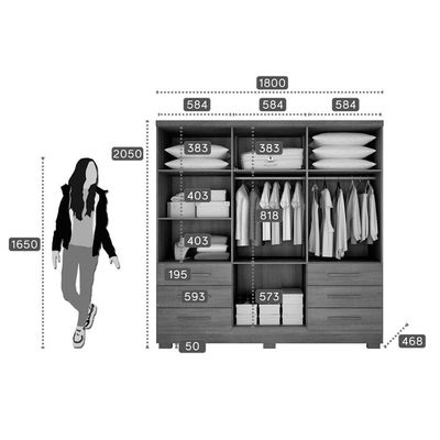 Guarda Roupa Casal 6 Portas (2 C- Espelho) E 6 Gavetas C- Pés Encanto-berlim Cumaru-fendi