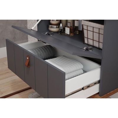 Gabinete De Banheiro Balcão Milano 1 Porta E 1 Gaveta Com cuba 80cm Titanio-freijo - Mgm