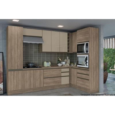Armário Aéreo Para Cozinha Maxxi G770 Com 1 Porta Basculante Com Vidro 80cm Canela - Kappesberg