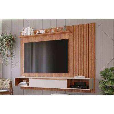 Home P/ Tv Até 65 Pol Bahamas Ripado C/ 1 Porta 215x157cm Cinamomo/off White - Permóbili