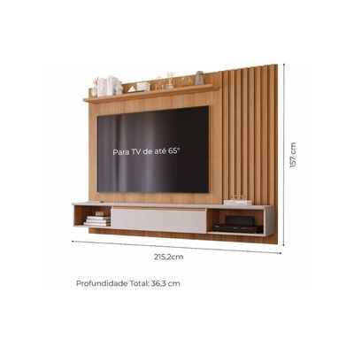 Home P/ Tv Até 65 Pol Bahamas Ripado C/ 1 Porta 215x157cm Cinamomo/off White - Permóbili