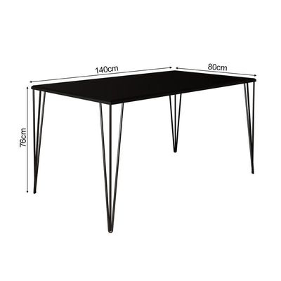 Mesa Elen Tampo Retangular 140x80cm De Madeira Preto