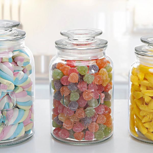 Conjunto de Potes de Vidro Casambiente para Mantimentos com 3 Peças Incolor Conjunto de Potes de Vidro Casambiente para Mantimentos com 3 Peças Incolor