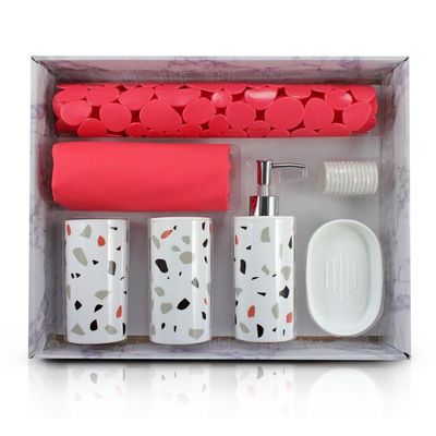Kit Banheiro Com 7 Peças Jacki Design Vermelho