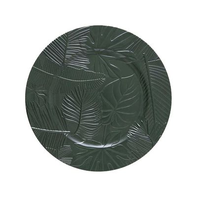 Sousplat Plástico Copa&Cia Galles Flat Folhas Verde 33cm