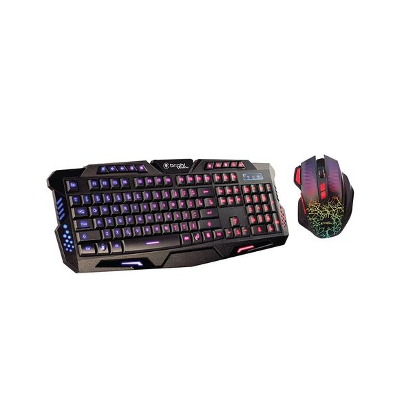 Kit Gamer Bright com Teclado Multimídia e Mouse Led 8D Conexão USB Modelo 0594 Preto