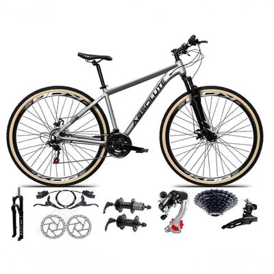 Bicicleta Aro 29 Absolute Nero 5 Câmbios Shimano 24v K7 Freios Hidráulicos Garfo Trava Com Pneu Faixa - Cinza 13