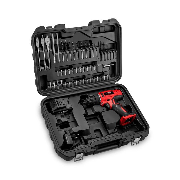 Parafusadeira e Furadeira Mondial Power Tools PF-07MA a Bateria com Maleta e 50 Acessórios - Bivolt