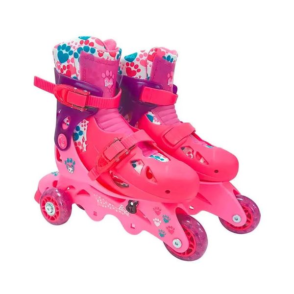 Patins 3 Rodas Barbie com Acessórios de Segurança Tamanhos 29 a 32