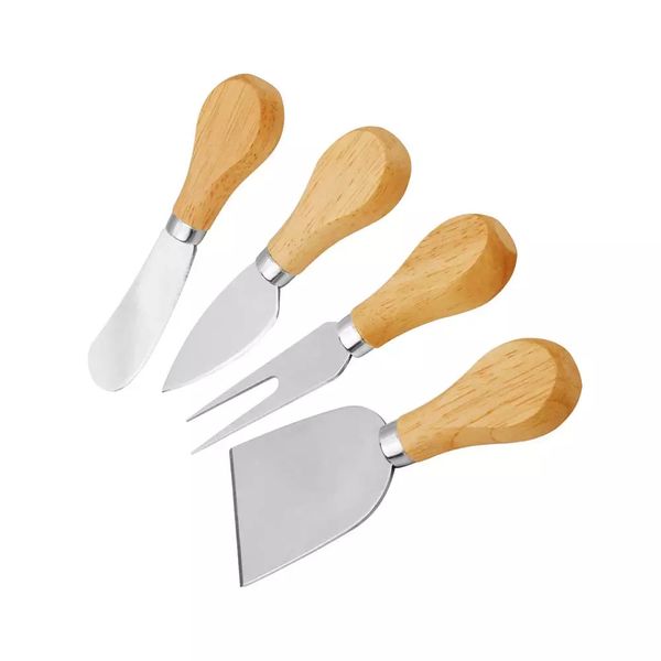 Jogo para Queijos em Inox e Madeira Ke Home 4 Peças Jogo para Queijos em Inox e Madeira Ke Home 4 Peças