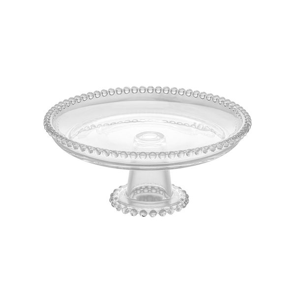 Prato com Pé Rojemac Pearl em Vidro Cristal 20x9cm