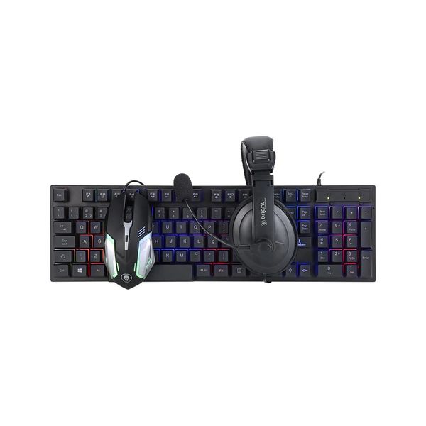 Kit Gamer Bright com Teclado, Mouse, Headset Conexão USB Modelo 0543 Preto