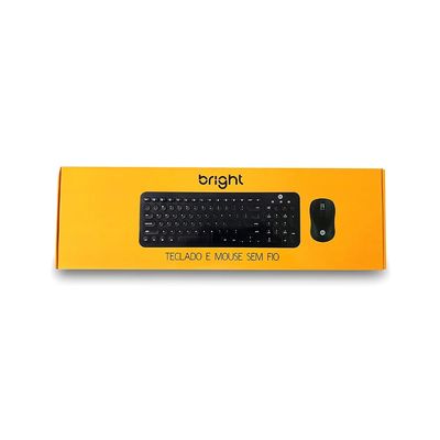 Kit Gamer Bright com Mouse, Teclado Conexão sem Fio, Teclas Redondas Modelo 0585 Preto