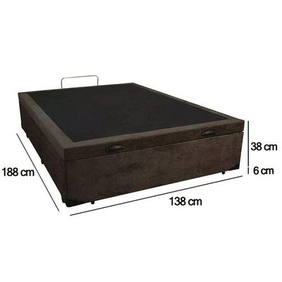 Cama Box Baú Casal Suede Sereneprime Marrom 138x188x44