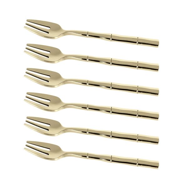 Jogo de Garfos para Bolo Fracalanza Steel Wood em Aço Inox Champagne 6 Peças Jogo de Garfos para Bolo Fracalanza Steel Wood em Aço Inox Champagne 6 Peças