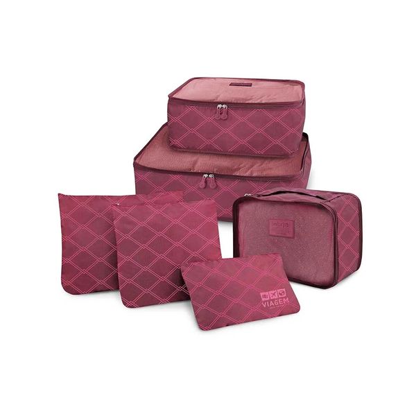 Kit Organizador de Malas Jacki Design 6 Peças Vermelho