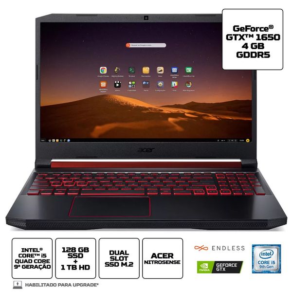 Notebook Acer AN515-54-58CL Intel Core I5-9300H 8GB 1T HDD + 128GB SSD Tela 15,6