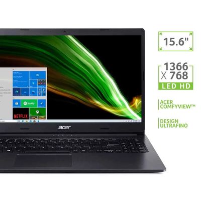 Notebook Acer A315-23-R6M7 AMD Ryzen™ R5 3500U 8GB 256GB SSD Tela 15,6" Windows 10 Preto