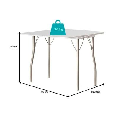Sala De Jantar Completa Mesa Dobrável E 4 Banquetas 105 Prata-branco - Prata-preto - Carraro