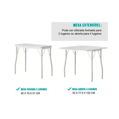 Sala De Jantar Completa Mesa Dobrável E 4 Banquetas 105 Prata-branco - Prata-preto - Carraro