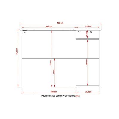 Mesa De Computador Quarto Gamer ( De Computador + Estante) 2 Peças Preto - Tecno Mobili
