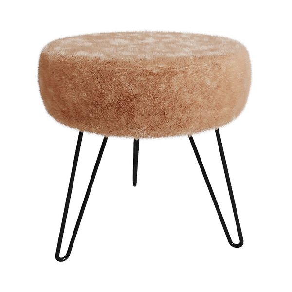 Puff Pé Palito Ferro Pêlo Curto 38x38cm Doce de Leite Puff Pé Palito Ferro Pêlo Curto 38x38cm Doce de Leite