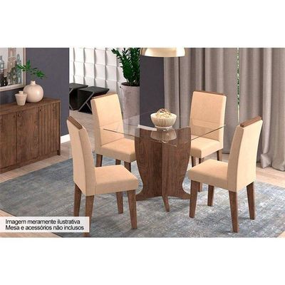 Kit 2 Cadeiras Sala Jantar Milena 2 Un Marrocos- Suede Bege - Cimol