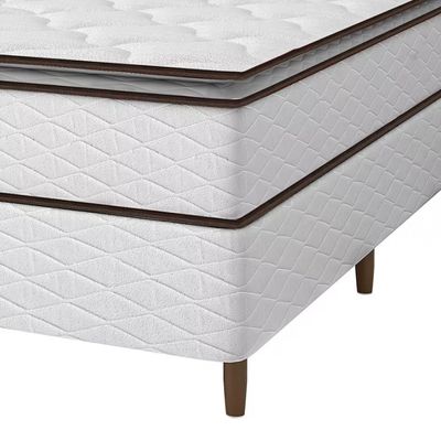 Cama Box de Casal Umaflex New Itália Molas Ensacadas e Pillow Top D26 Branco com Marrom