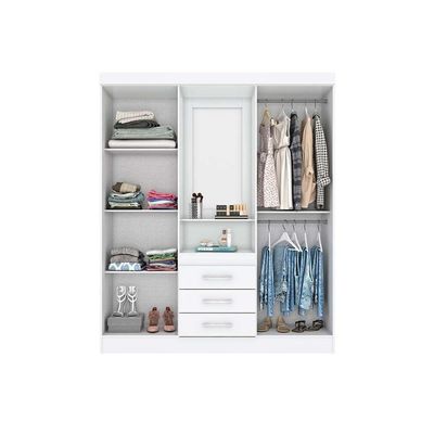 Guarda Roupa Casal 4 Portas E 3 Gavetas C- 1 Espelho Briz B24 Branco