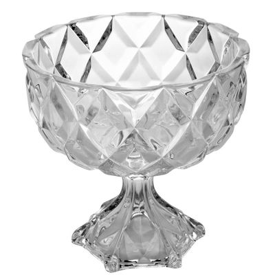 Centro de Mesa Lyor em Cristal Decorativo com Pé Deli Diamond - 24,5 x 24cm Transparente