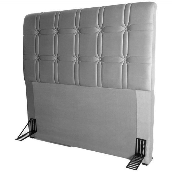 Cabeceira para Cama de Solteiro Hellen Zeus com Revestimento Platinum - 90cm de largura Grafite